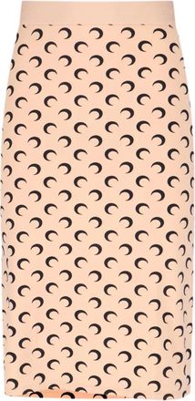 Marine Serre Midi-rok met maanprint - Beige