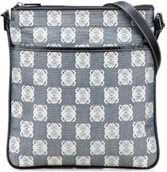 Loewe Pre-owned Canvas Crossbody Bag - Dames - Vintage Schoudertas - Grijs - ONE Size - Leer - Vintage