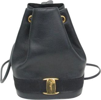 Ferragamo Pre-owned Vara Backpack - Dames - Vintage Tas - Blauw - ONE Size - Leer - Vintage