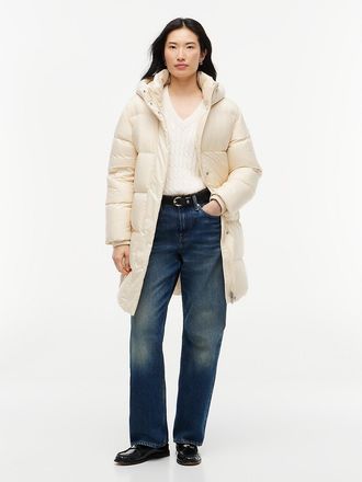 Tommy Hilfiger Womens Water-Repellent Down Puffer Coat - Ivory - XXS