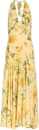Reformation Briony Panelled Floral-print Georgette Midi Dress - Yellow - 12 (UK16 / XL)