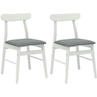 vidaXL Dining Chair 2 pcs White and Grey Solid Rubber Wood vidaXL