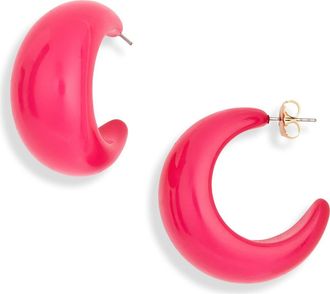 Leith Puffy Resin Hoop Earrings in Raspberry at Nordstrom Rack