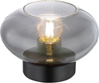 Globo Lighting Shaun Lámpara de mesita de noche con pantalla de cristal ahumado negro mate, 1 bombilla E27