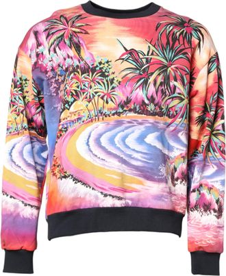 Dolce & Gabbana Multicolor Print Crew Neck Pullover Mens Sweater
