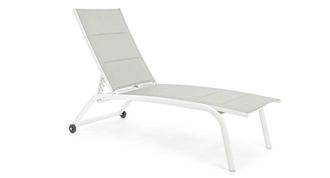 Outdoor Living Tumbona aluminio ruedas blanca