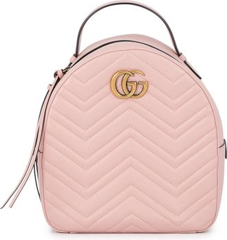 Gucci Gg Marmont Pink Leather Backpack (Pre-Owned)