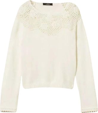 Twinset Maglione alluncinetto Rose - - Knitwear - Donna - Bianco - L