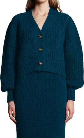 Eleven Six Sara Blouson Sleeves Cardigan In Regal Green