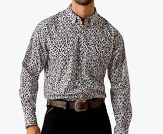 Ariat Mens Classic Shirt In White/grey