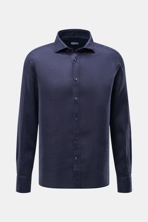 Braun Hamburg Men - Linen shirt shark collar navy