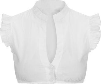 Generic Dirndl Blouse Womens White Dirndl Blouse Short Sleeve Dirndl Blouses V Neck Shirt Dirndl Blouse Short Sleeve Bavarian Beer Festival Costume Blouse, Wh