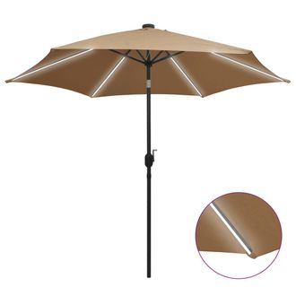 vidaXL Vidaxl - Sombrilla De Jard&iacute;n Con Luces Led Palo De Aluminio Taupe 300 Cm