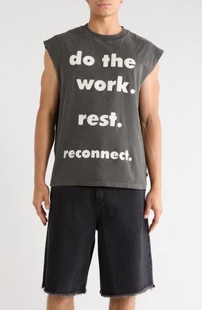 Honor The Gift Do the Work Graphic Cotton Tank in Black at Nordstrom, Size Xx-Large
