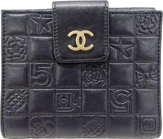 Chanel Black Leather Wallet (Bi-Fold) (Pre-Owned)