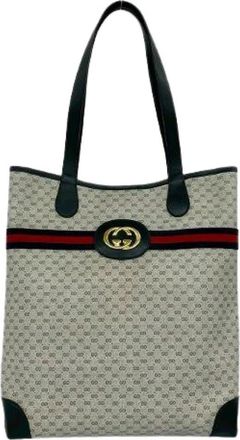Gucci Pre-owned Tote Bags, male, Blue, Size: ONE SIZE Pre-owned Micro GG Leather Tote Bag