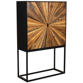 Wanderlust Deco Aparador de madera recuperada marr&oacute;n con 2 puertas 100x40x160h cm