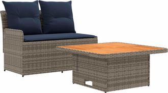 vidaXL Sof&aacute; De Jard&iacute;n Con Reposabrazos Y Mesa Elevable 2 Pieza Vidaxl
