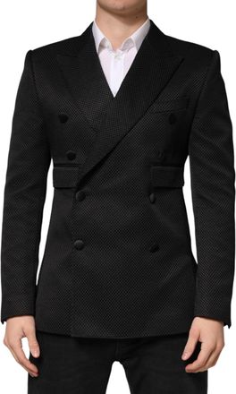 Dolce & Gabbana Black Cotton Double Breasted 2 Button Mens Blazer
