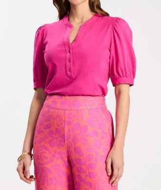 Tyler B&ouml;e Paulina Quarter Placket Tee In Rose Violet