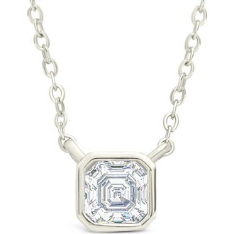 Sterling Forever Asscher Cut Cubic Zirconia Pendant Necklace in Silver at Nordstrom