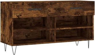 vidaXL Shoe Bench Smoked Oak 102x35x55 cm Engineered Wood vidaXL