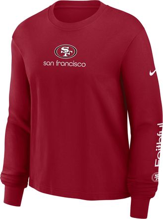 Nike San Francisco 49ers Boxy Nike Womens NFL Long-Sleeve T-Shirt in Red | 01N26DL73-2QV