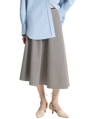 Vince Asymmetrical Plaid Wool-Blend Skirt