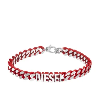 Diesel Mens Red Stainless Steel Chain Bracelet