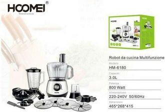 Trade Shop Trade Shop - Robot Da Cucina Multifunzione In Abs E Acciaio Inox 800 Watt 3lt Hoomei Hm-6180