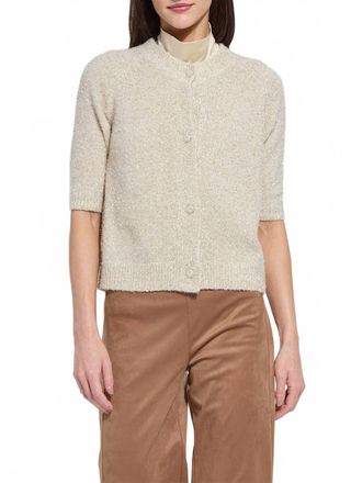 Lyss&eacute; Kennedy Lurex Feather Cardigan In Silky Cream