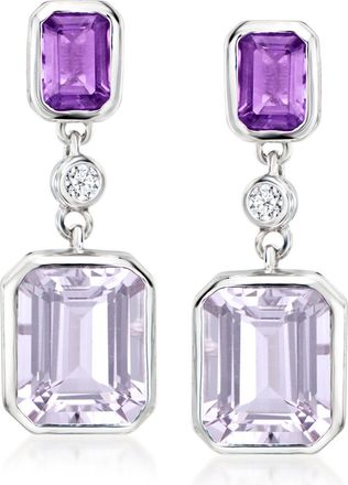 Ross-Simons Tonal Amethyst and. Lab-Grown Diamond Drop Earrings in Sterling Silver
