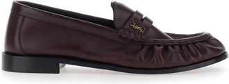 Saint Laurent Maroon Slip On Loafers