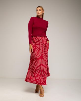 Tantra Midi rok van zijde, geometrische print