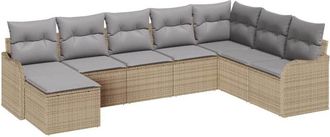 vidaXL Garden Sofa Set 8 pcs Beige and light grey Poly rattan vidaXL