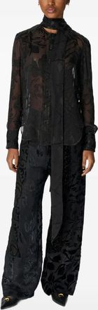 Marine Serre Blusa in seta a fiori - Nero