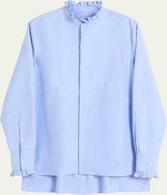 Valentino Garavani Mens Ruched Oxford Sport Shirt