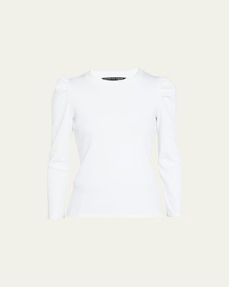 Veronica Beard Britney Puff-Sleeve Cotton Top