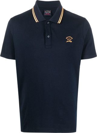 Paul & Shark logo-print short-sleeve polo shirt - men - Cotton - L - Blue