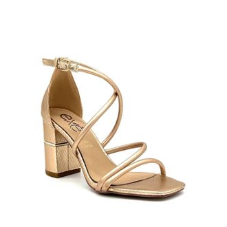 Ex&eacute; Womens Strappy Cross-Strap Block Heel Sandal In Champagne
