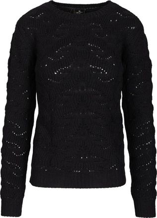 Etro Trui van wolmix met paisley-details - Dames - Ronde hals truien - Blauw - XS - Wol - Truien & Vesten