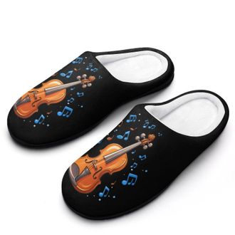 Generic Orchestra Violin Player Music Womens Slippers Warm House Slippers Indoor House Shoes with Anti-Skid Rubber Sole