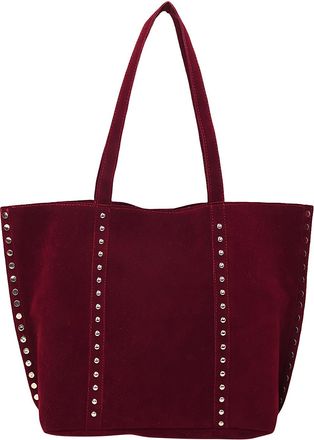 Generic Faux Suede Tote Bag Large Underarm Bag for Women Shopping and Work (Wine Red)