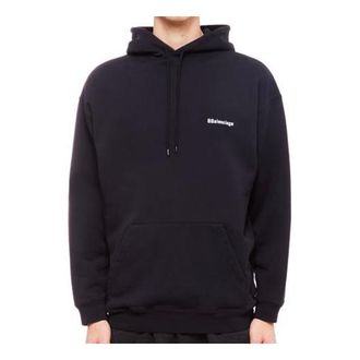 Balenciaga Logo Embroidered Hoodie Navy 570811TKVB53967