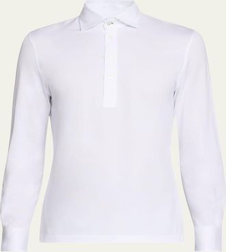 Brunello Cucinelli Mens Long-Sleeve Pique Polo Shirt