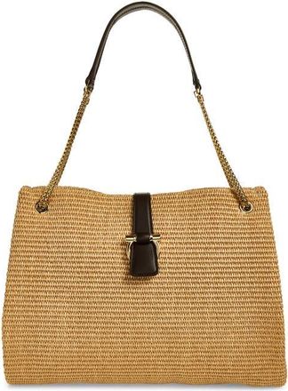 Ferragamo Mia Raffia Tote in Naturale Testa Di Moro at Nordstrom