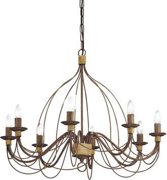 Ideal Lux Ideal Lux Corte - L&aacute;mpara De Ara&ntilde;a De 8 Luces Con Acabado En Marr&oacute;n &Oacute;xido, E14
