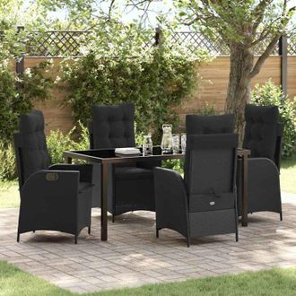 vidaXL Vidaxl - Conjunto De Comedor De Jard&iacute;n 5 Pcs Negro Rat&aacute;n Sint&eacute;tico