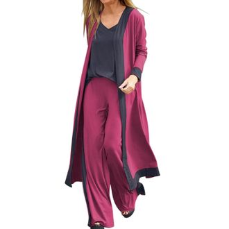 Generic WomenS 3 Pieces Womens Lounge Wear Sets Wide Leg Elegant-Sheer Cardigans For Women Long Suitable Womens Tracksuit Set Straight Leg Womens Nightwear Pl