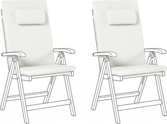 Beliani Conjunto De 2 Cojines Para Silla De Jard&iacute;n Asiento Y Respaldo Acolchado Con Reposacabezas Blanco Crema Java/amantea Premium